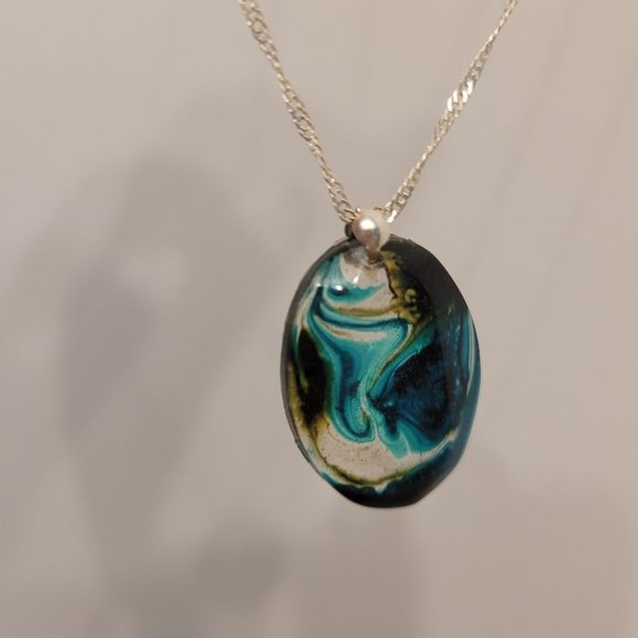 Handmade Necklace with silver plated twist chain - Picture 1 of 12